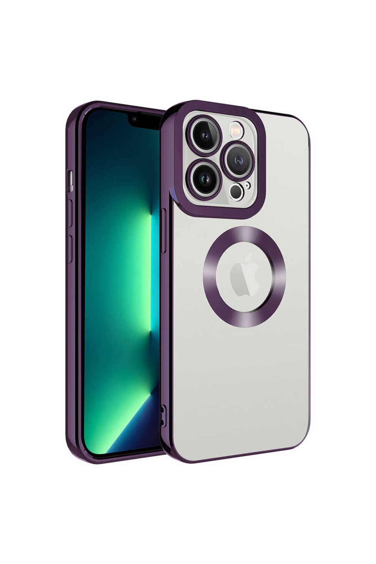 iPhone 11 Pro Max Uyumlu Kamera Korumalı Logo Gösteren Zore Omega Kılıf-Derin Mor