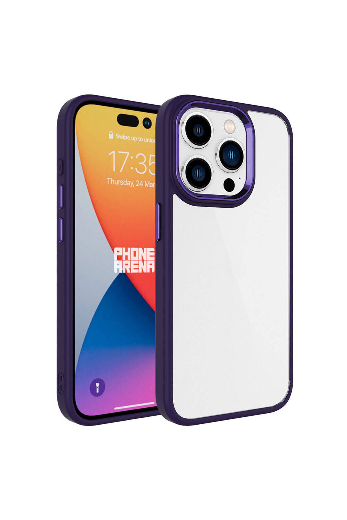 iPhone 15 Pro Uyumlu Zore Krom Kılıf-Derin Mor