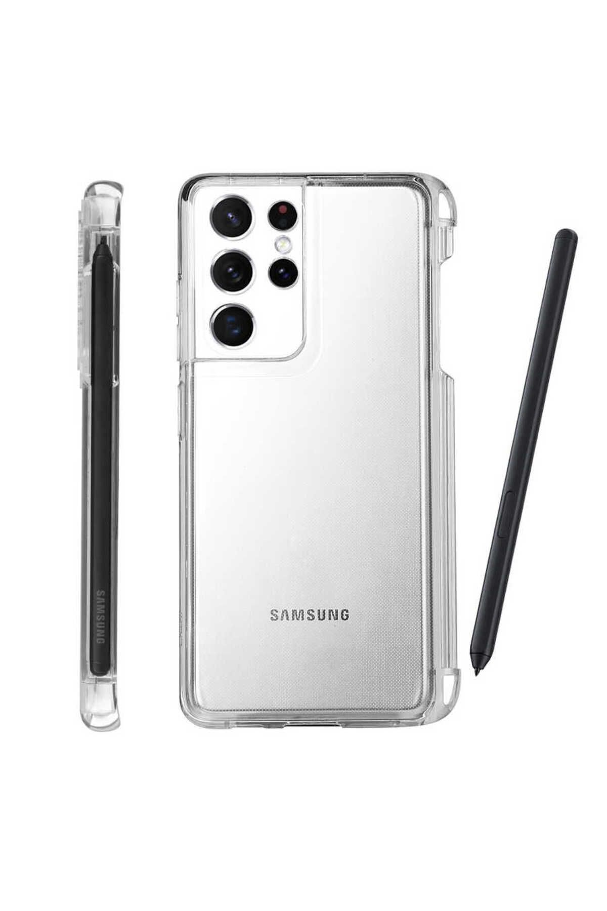 Galaxy S21 Ultra Uyumlu Zore Kalem Bölmeli Süper Silikon Kılıf-Renksiz Galaxy S21 Ultra Uyumlu Zore Kalem Bölmeli Süper Silikon Kılıf-Renksiz