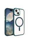 iPhone 15 Uyumlu Wireless Şarj Özellikli Zore Krom Magsafe Silikon Kılıf-Koyu Yeşil iPhone 15 Uyumlu Wireless Şarj Özellikli Zore Krom Magsafe Silikon Kılıf-Koyu Yeşil