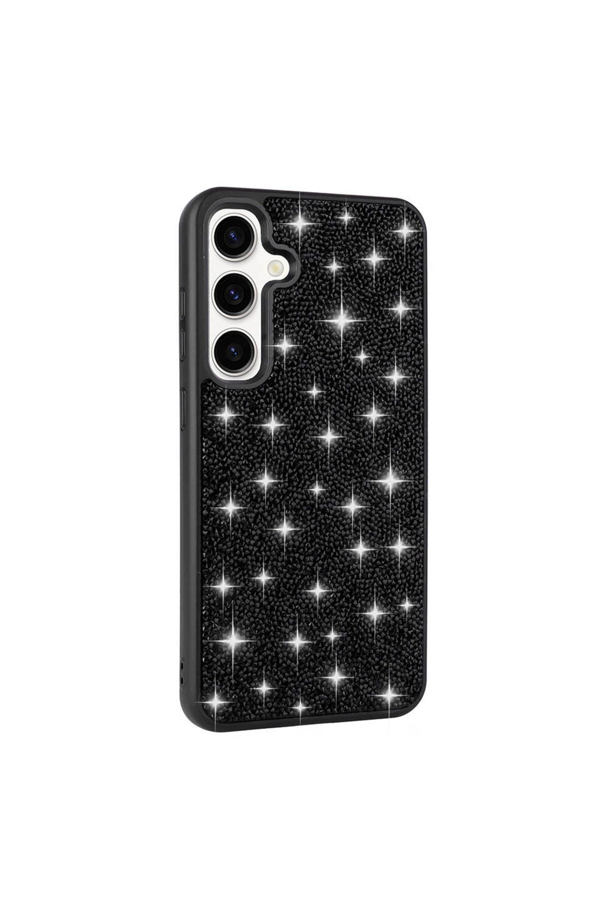 Galaxy S24 Uyumlu Parlak Taşlı Tasarım Pırlanta Zore Kılıf-Siyah