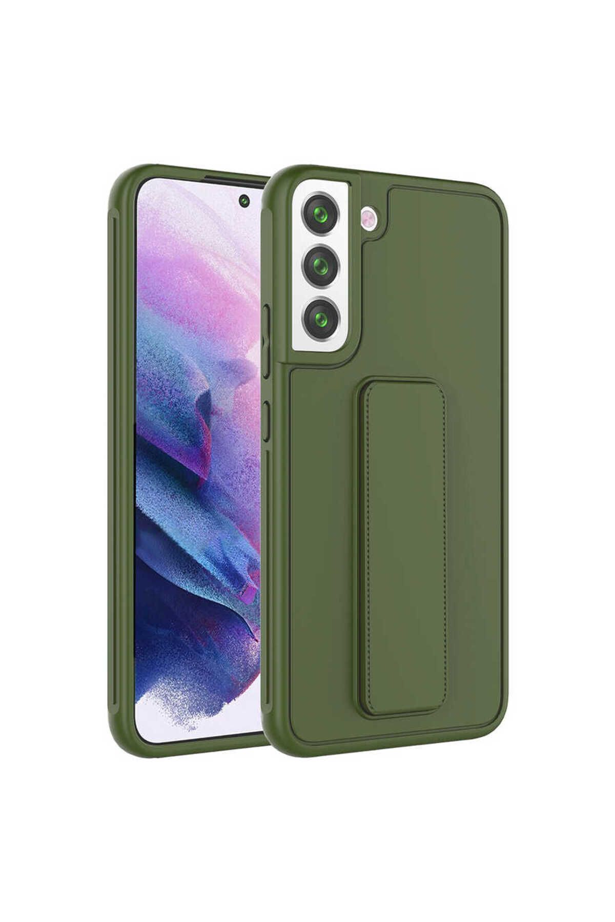 Galaxy S22 Plus Uyumlu Zore Qstand Kılıf-Koyu Yeşil