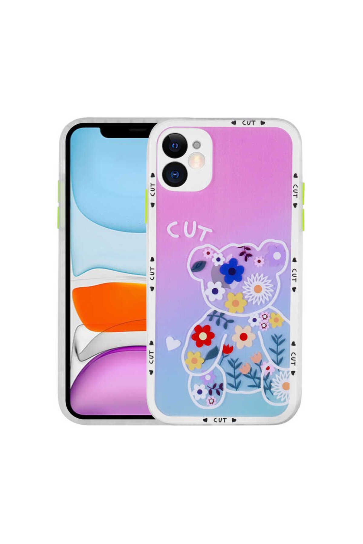 iPhone 11 Uyumlu Kamera Korumalı Desenli Sert Zore Hess Kılıf-NO10