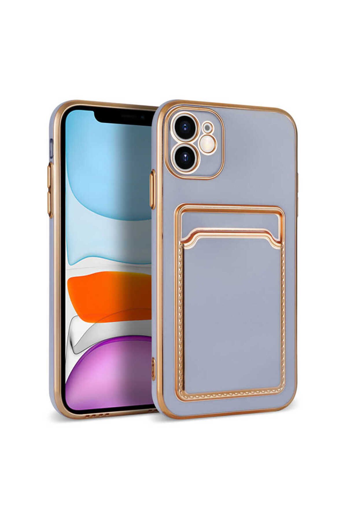 iPhone 11 Uyumlu Zore Bark Kartlıklı Kılıf-Lila