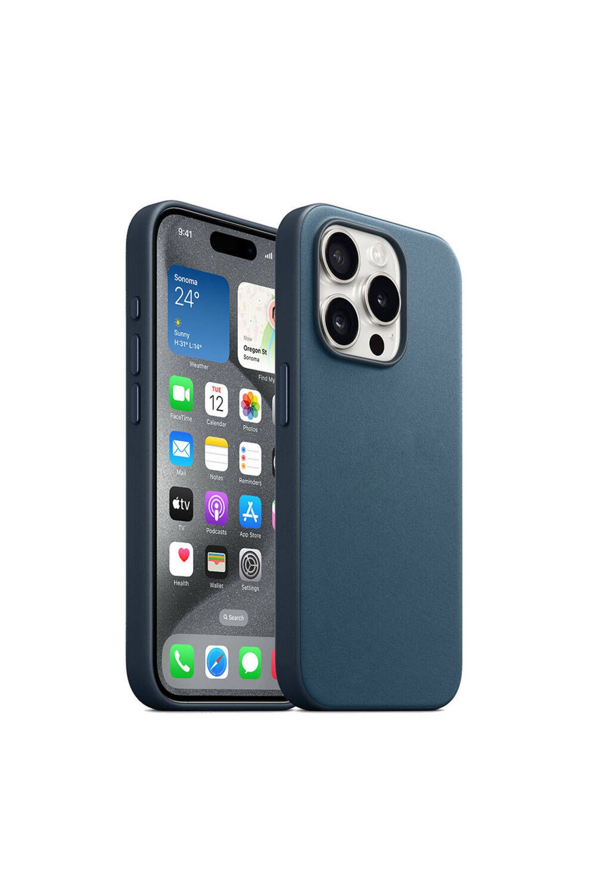 iPhone 15 Pro Uyumlu Zore Magsafe Şarj Özellikli Mikro Fiber Optimal Kılıf-Mavi