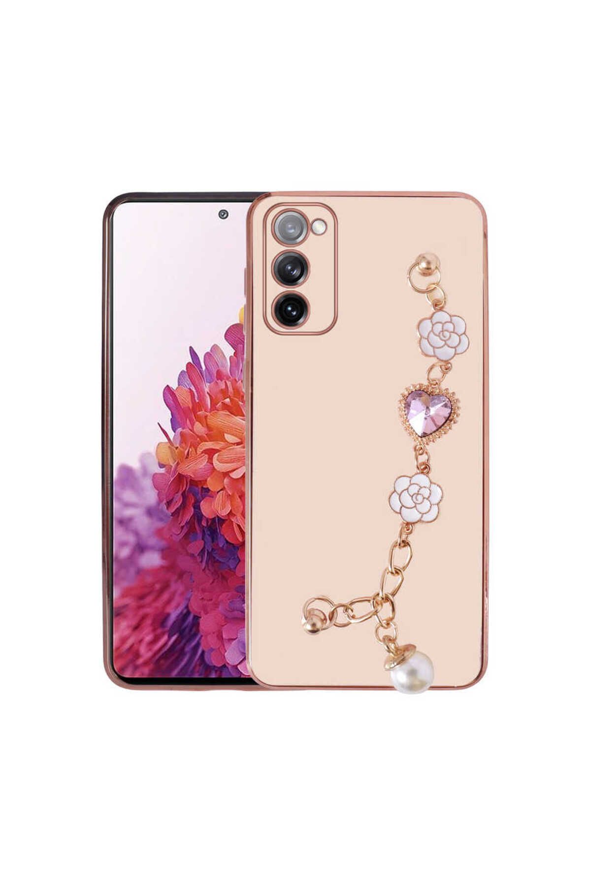 Galaxy S20 FE Uyumlu El Tutamaçlı Kamera Korumalı Zore Taka Silikon Kılıf-Pembe