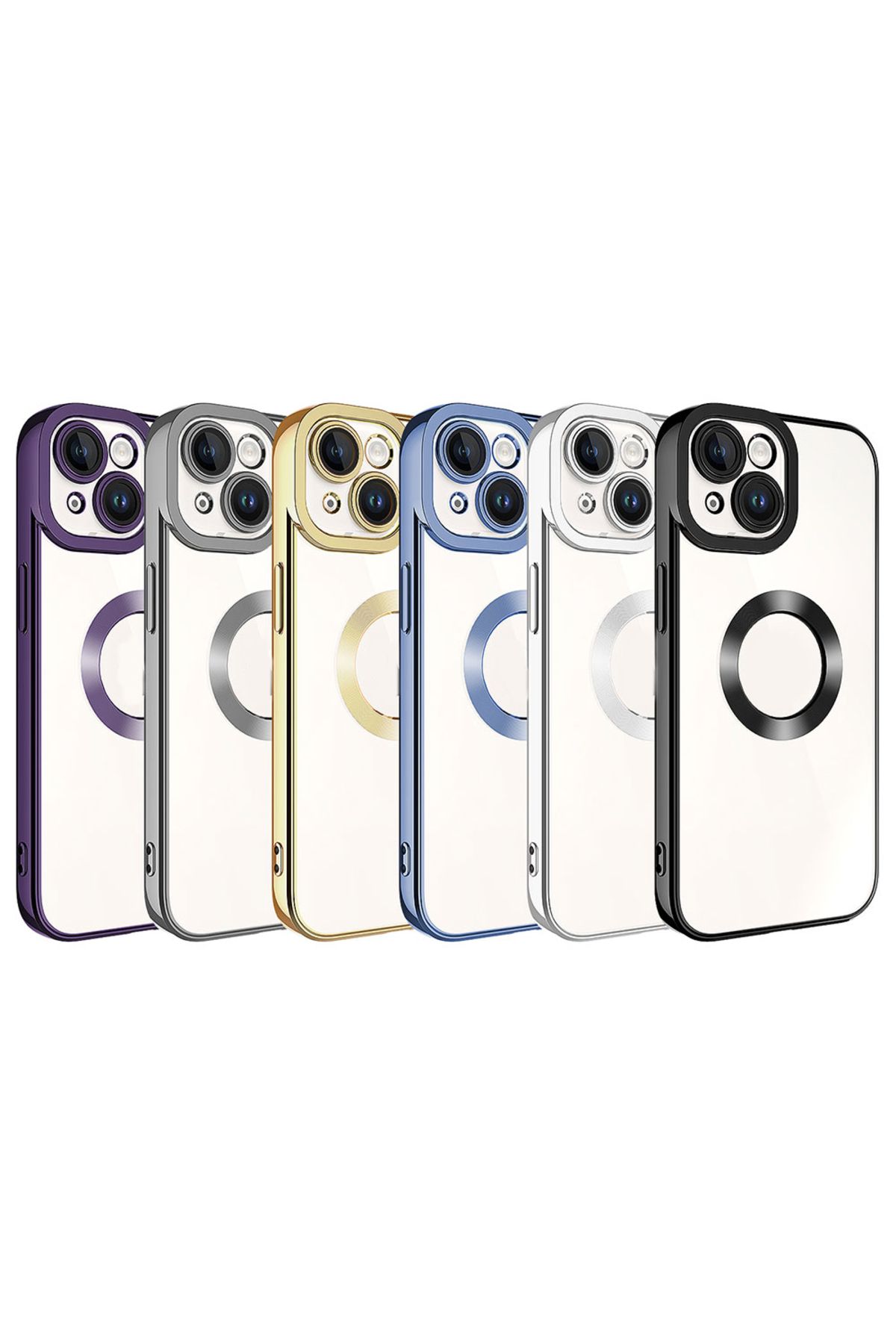 iPhone 15 Uyumlu Kamera Korumalı Logo Gösteren Zore Omega Kılıf-Titanyum