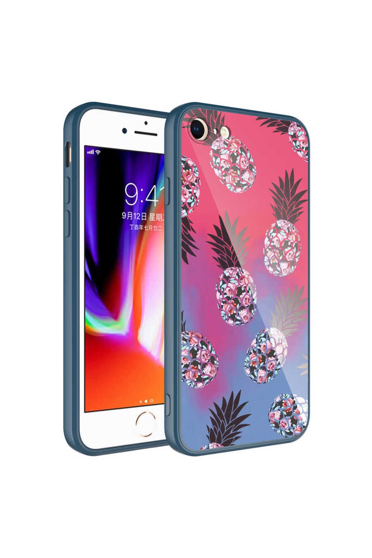 iPhone SE 2022 Uyumlu Kamera Korumalı Desenli Sert Silikon Zore Epoksi Kılıf-NO3
