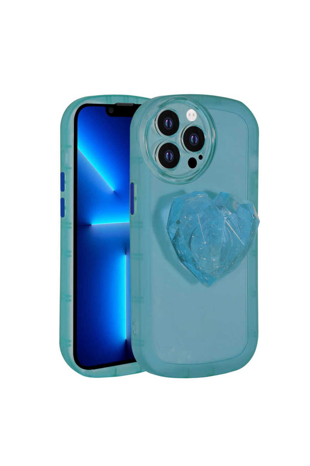 iPhone 12 Pro Max Uyumlu Kamera Korumalı Pop Soketli Renkli Zore Ofro Kılıf-Mavi