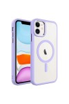 iPhone 11 Uyumlu Wireless Şarj Özellikli Zore Krom Magsafe Silikon Kılıf-Lila iPhone 11 Uyumlu Wireless Şarj Özellikli Zore Krom Magsafe Silikon Kılıf-Lila