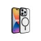 iPhone 15 Pro Max Uyumlu Wireless Şarj Özellikli Zore Krom Magsafe Silikon Kılıf-Siyah