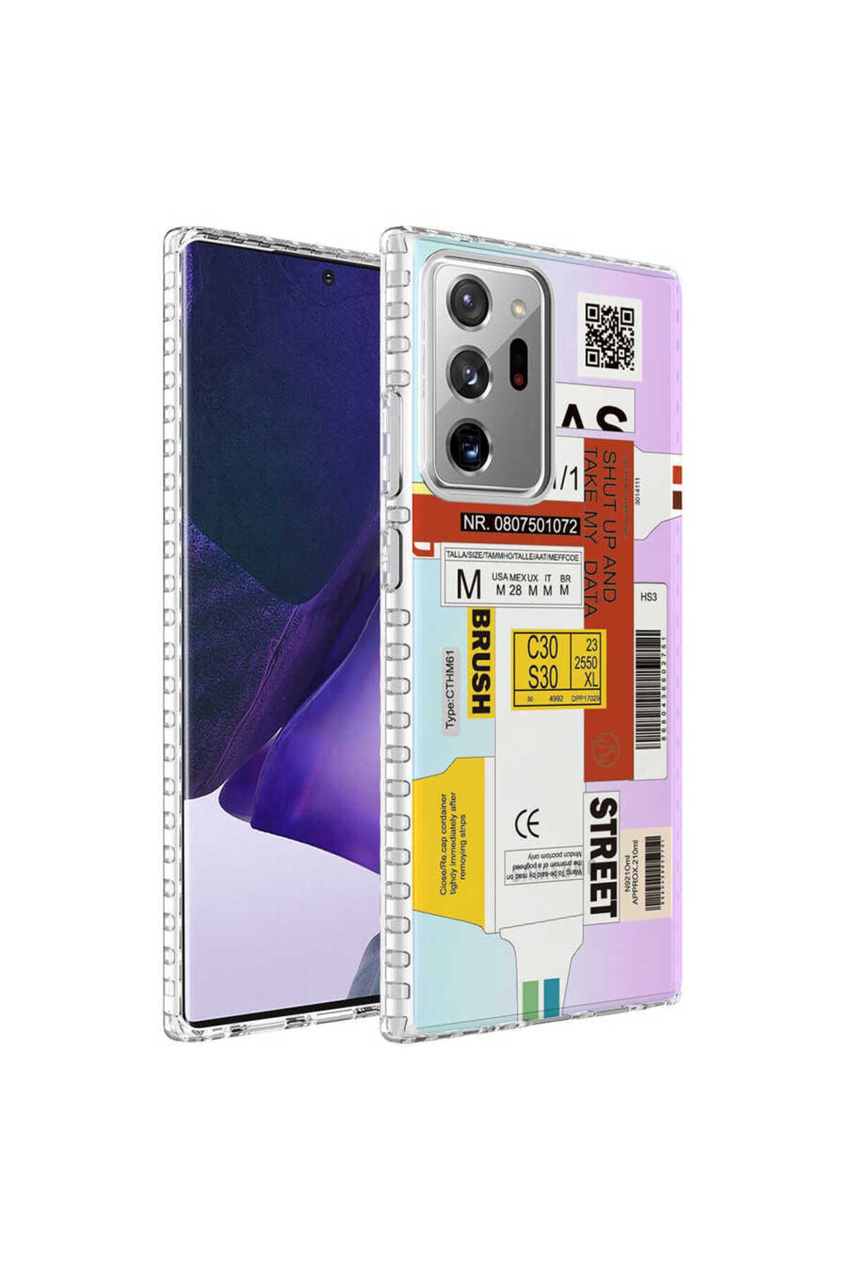 Galaxy Note 20 Ultra Uyumlu Airbag Kenarlı Renkli Desenli Silikon Zore Elegans Kılıf-NO2