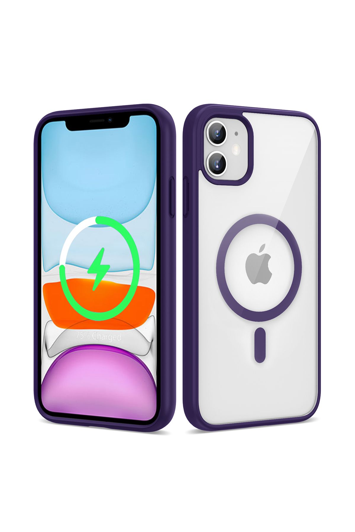 iPhone 11 Uyumlu Magsafe Wireless Şarj Özellikli Silikon Zore Ege Kılıf-Derin Mor