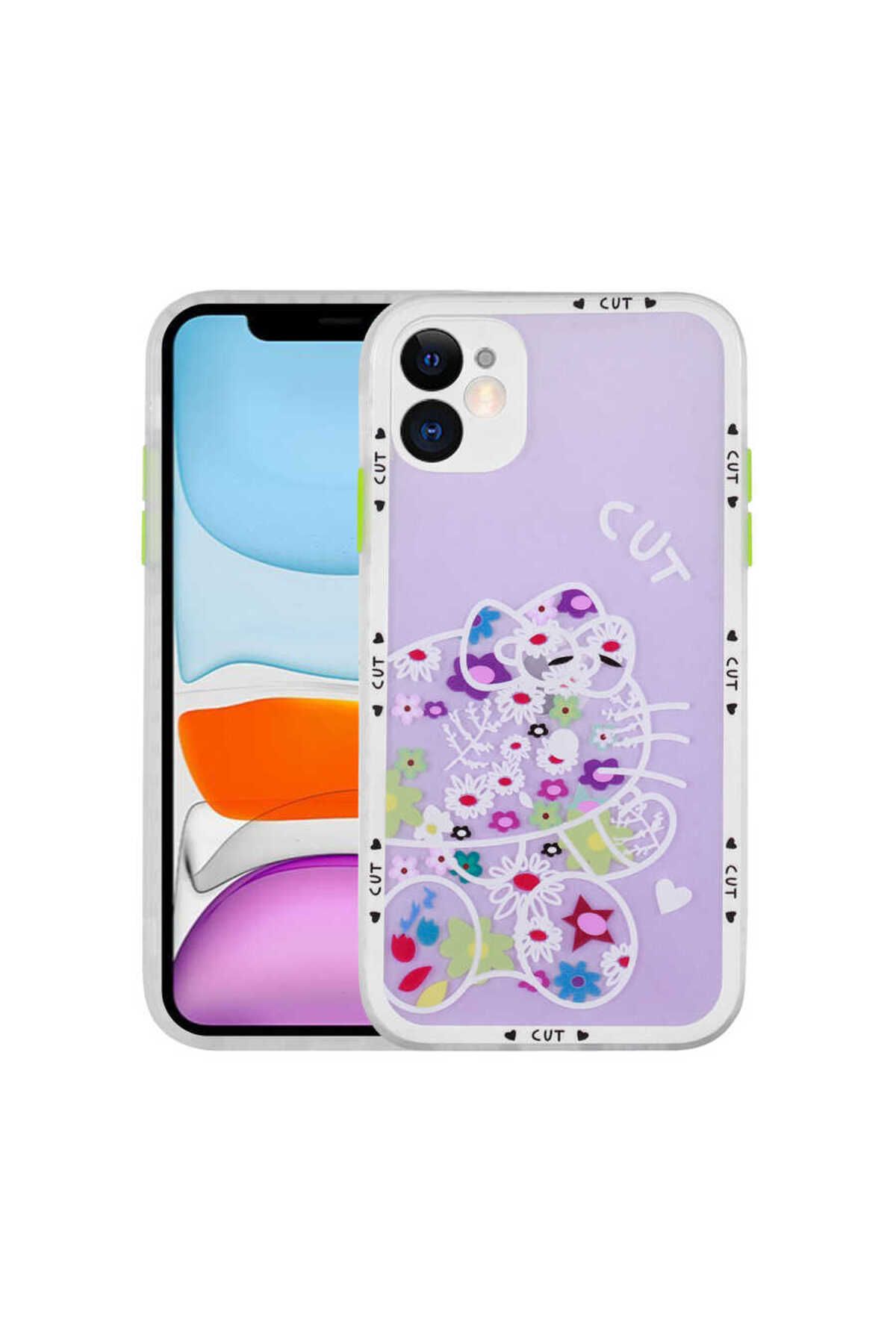 iPhone 11 Uyumlu Kamera Korumalı Desenli Sert Zore Hess Kılıf-NO8