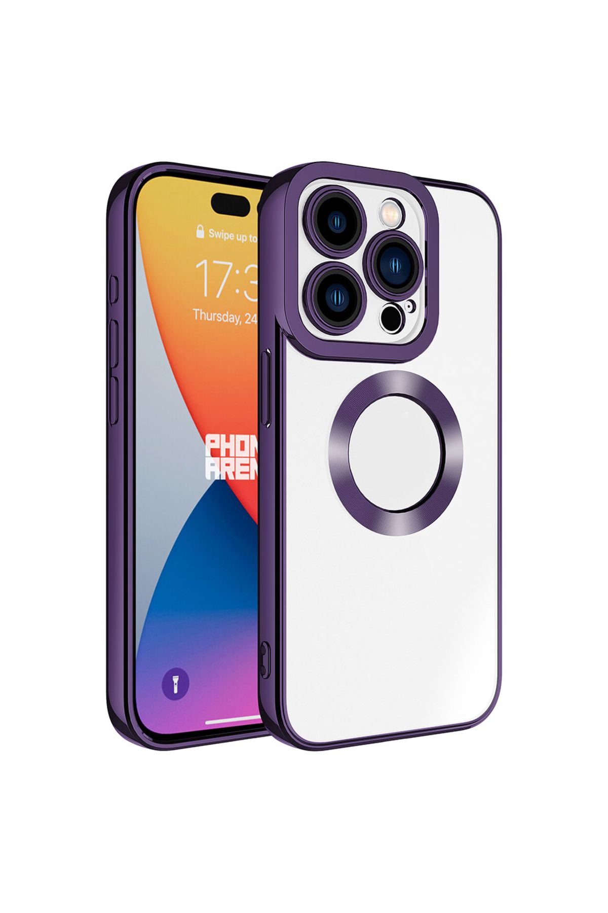 iPhone 15 Pro Uyumlu Kamera Korumalı Logo Gösteren Zore Omega Kılıf-Derin Mor