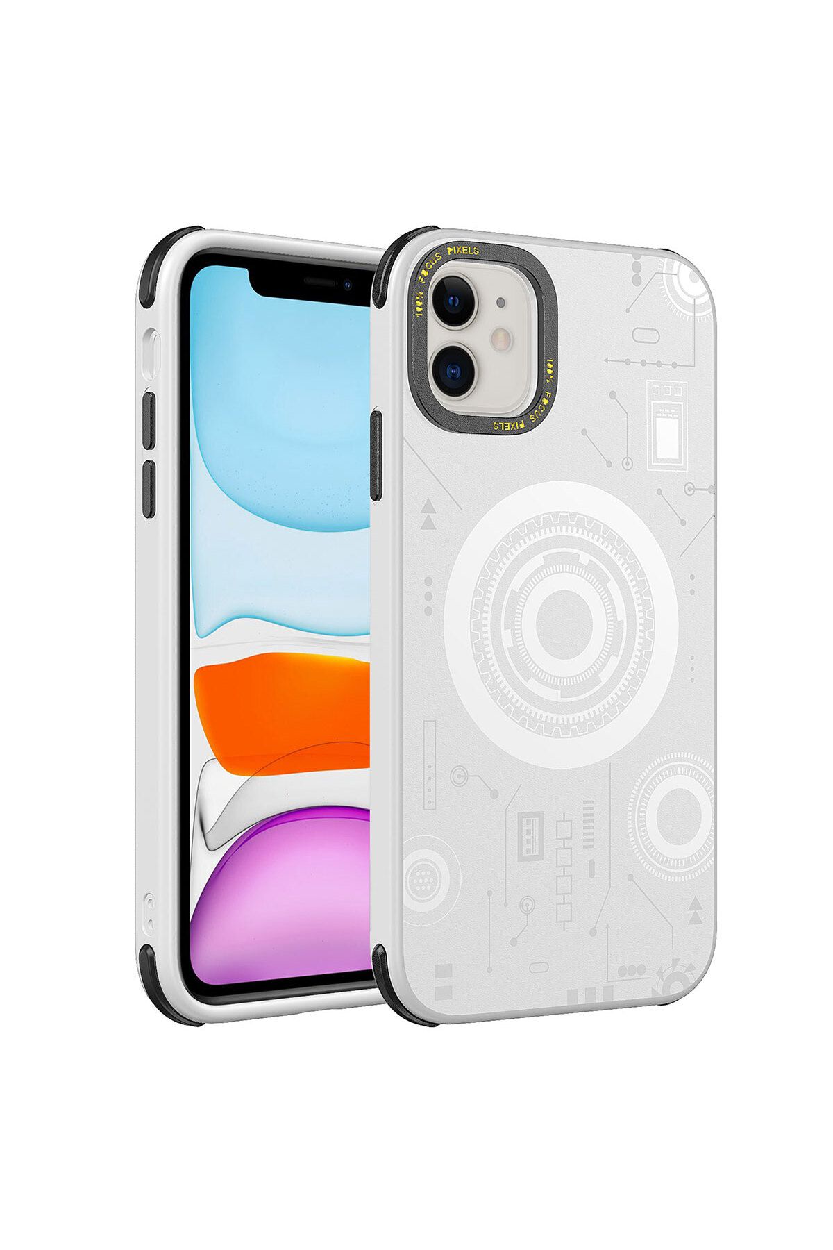 iPhone 11 Uyumlu Zore Wireless Şarj Özellikli Desenli Hot Kılıf-Beyaz