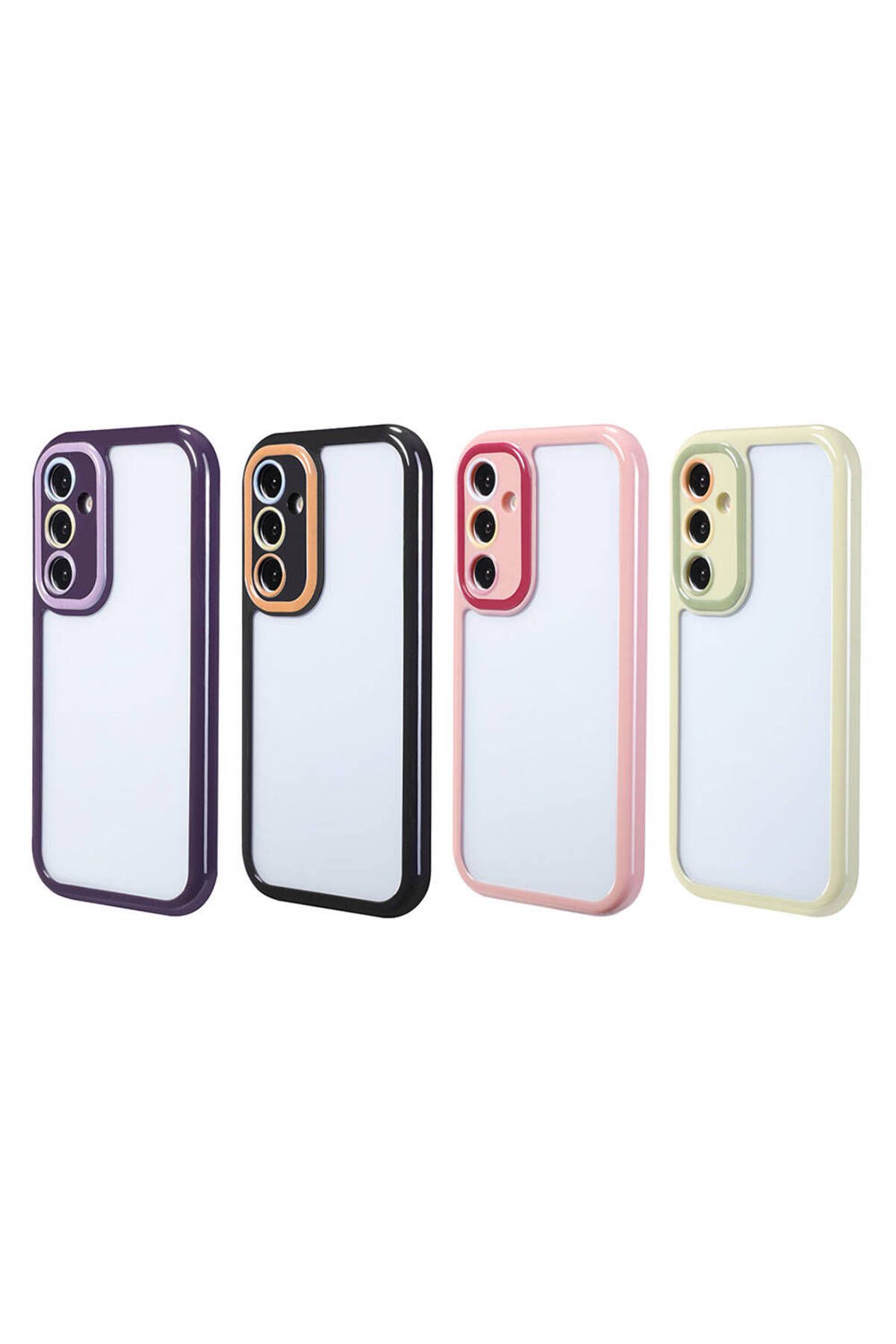 Galaxy A55 Kılıf Kamera Korumalı Renkli Kenar ve Çerçeve Tasarımlı Zore Vitamin Kapak-Siyah