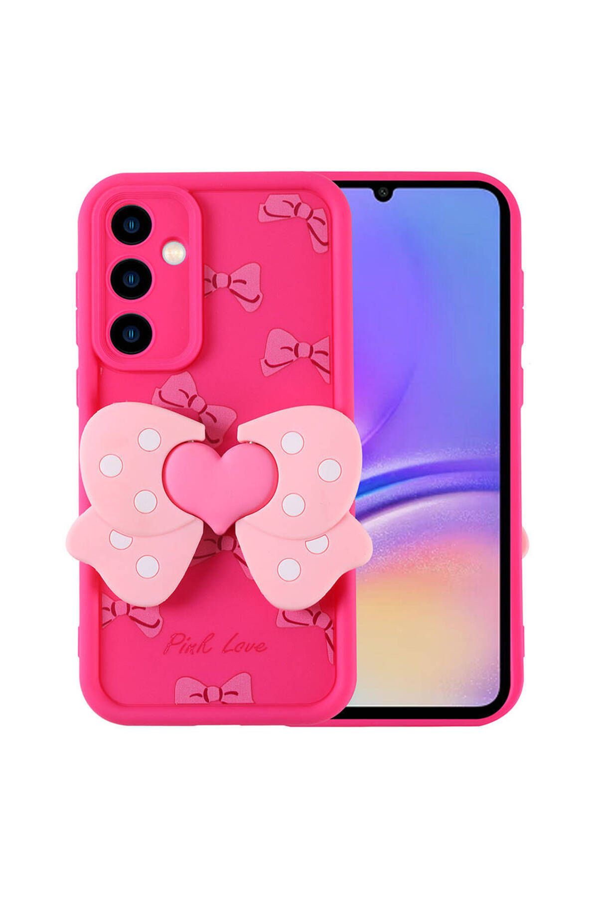 Galaxy A05S Kılıf Kamera Korumalı Figür Tasarımlı Lofy Kapya Kapak-Pembe Koyu