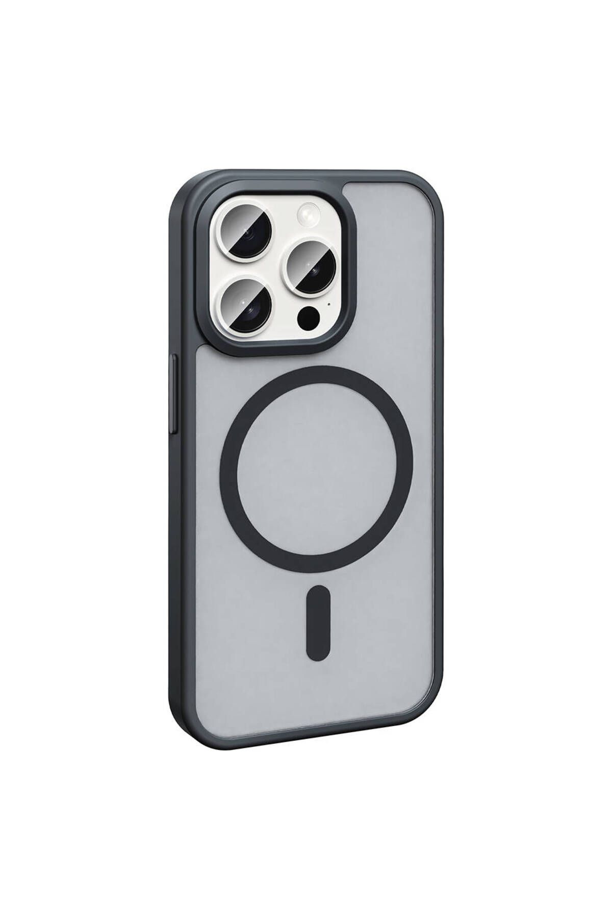iPhone 15 Pro Max Kılıf Magsafe Şarj Özellikli Mat Arka Yüzey Zore Sio Kapak-Gri iPhone 15 Pro Max Kılıf Magsafe Şarj Özellikli Mat Arka Yüzey Zore Sio Kapak-Gri