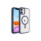 iPhone 11 Uyumlu Wireless Şarj Özellikli CSM Zore Krom Magsafe Silikon Kılıf-Lacivert
