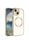 iPhone 15 Uyumlu Magsafe Wireless Şarj Özellikli Zore Setro Silikon-Gold iPhone 15 Uyumlu Magsafe Wireless Şarj Özellikli Zore Setro Silikon-Gold