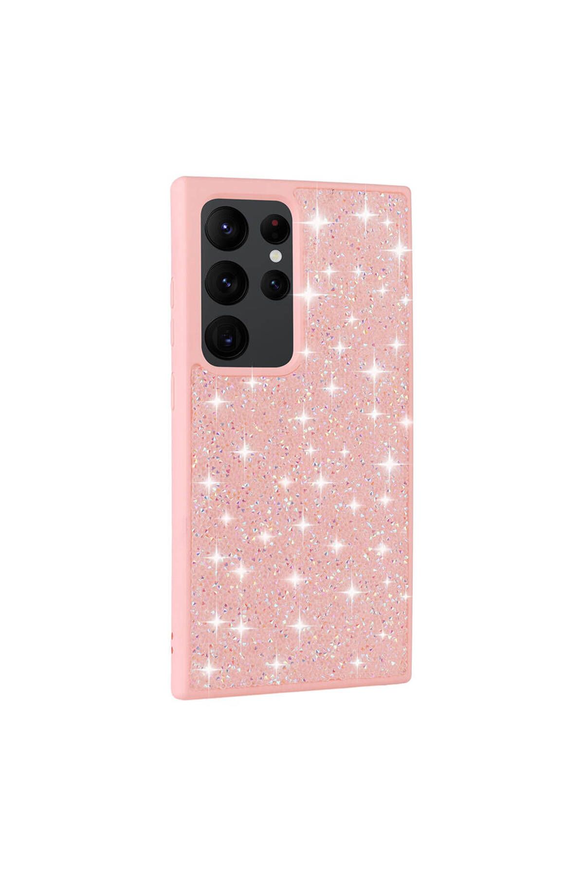 Galaxy S24 Ultra Uyumlu Parlak Taşlı Tasarım Pırlanta CSK Zore Kılıf-Pembe