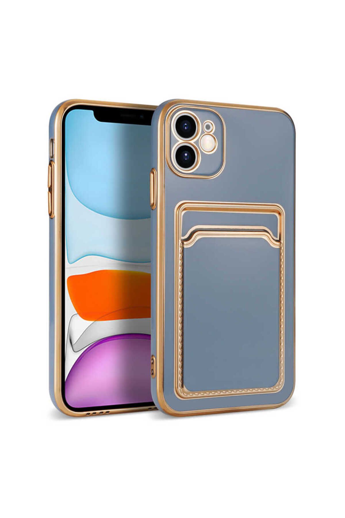 iPhone 11 Uyumlu Zore Bark Kartlıklı Kılıf-Mavi