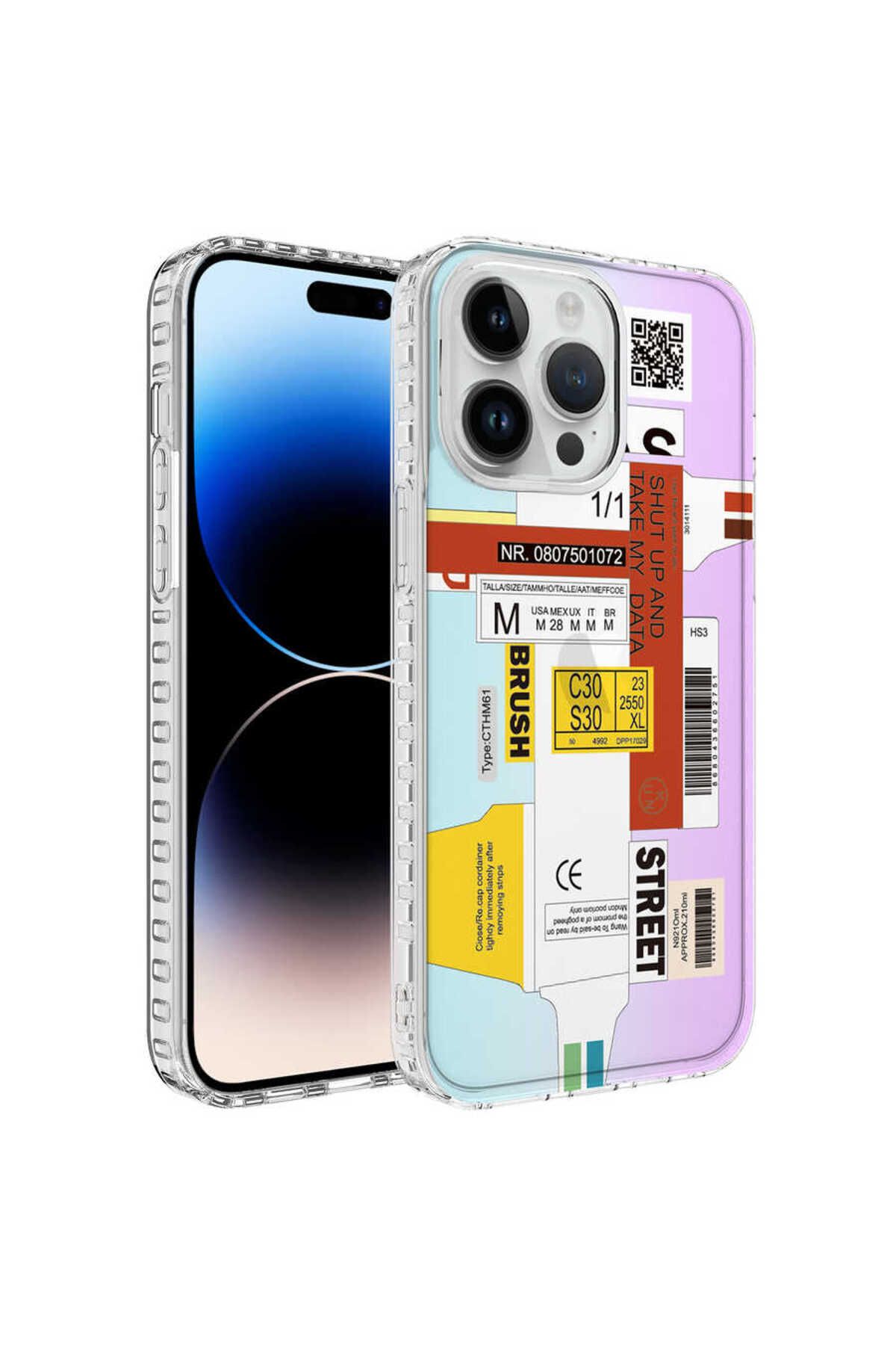 iPhone 12 Pro Max Uyumlu Airbag Kenarlı Renkli Desenli Silikon Zore Elegans Kılıf-NO2
