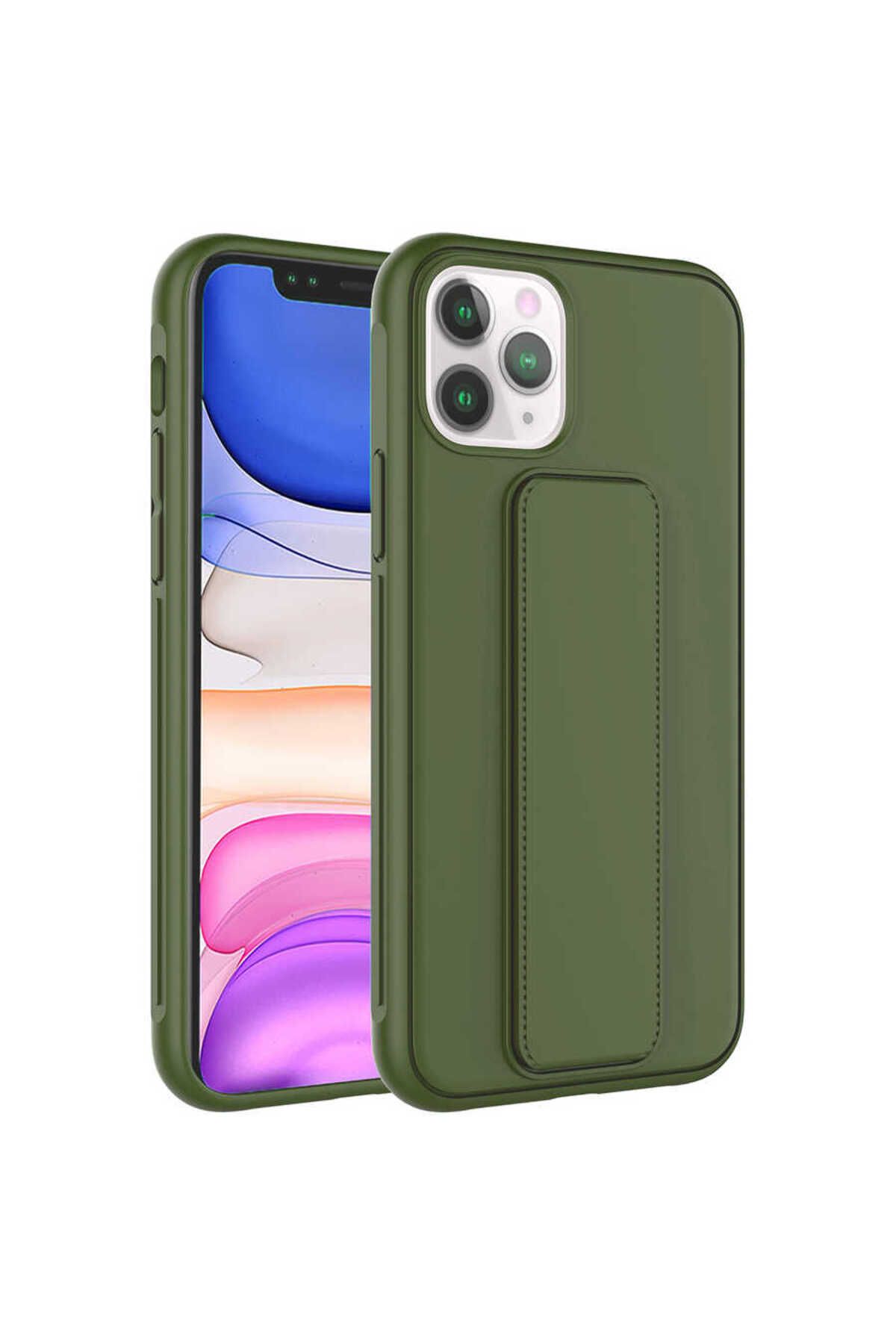 iPhone 11 Pro Uyumlu Zore Qstand Kılıf-Koyu Yeşil