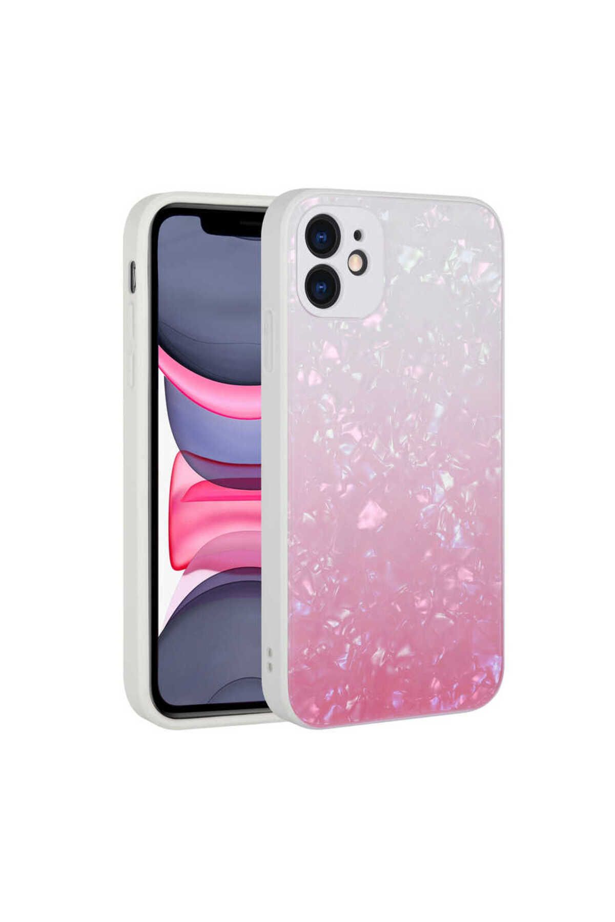 iPhone 11 Uyumlu Renk Geçişli Mermer Desenli Sert Silikon CSM Zore Granit Kılıf-NO1
