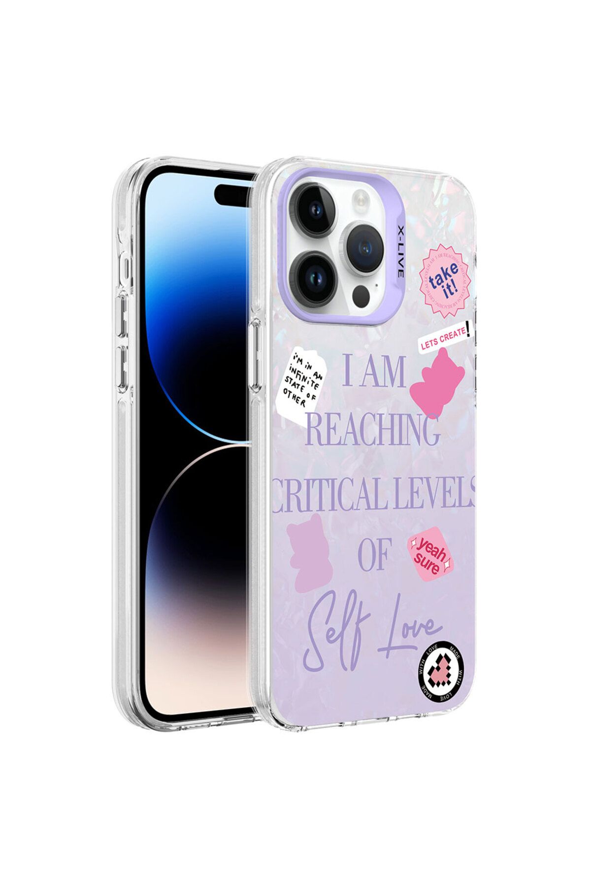 Apple iPhone 14 Pro Max Uyumlu Kılıf Mermer Desenli Zore Marbello Kapak (Mor)