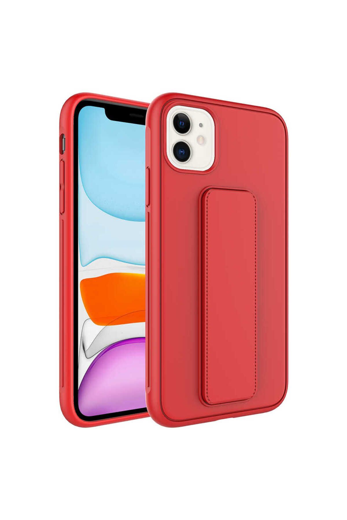 iPhone 11 Uyumlu Zore Qstand Kılıf-Kırmızı