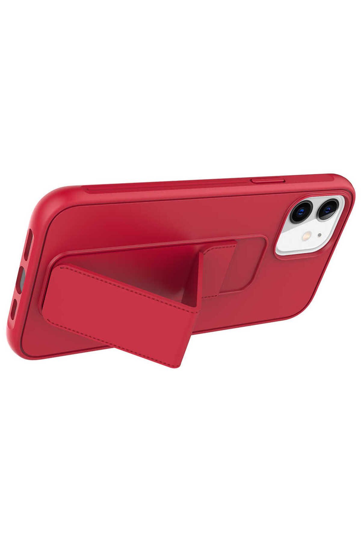 iPhone 11 Uyumlu Zore Qstand Kılıf-Kırmızı