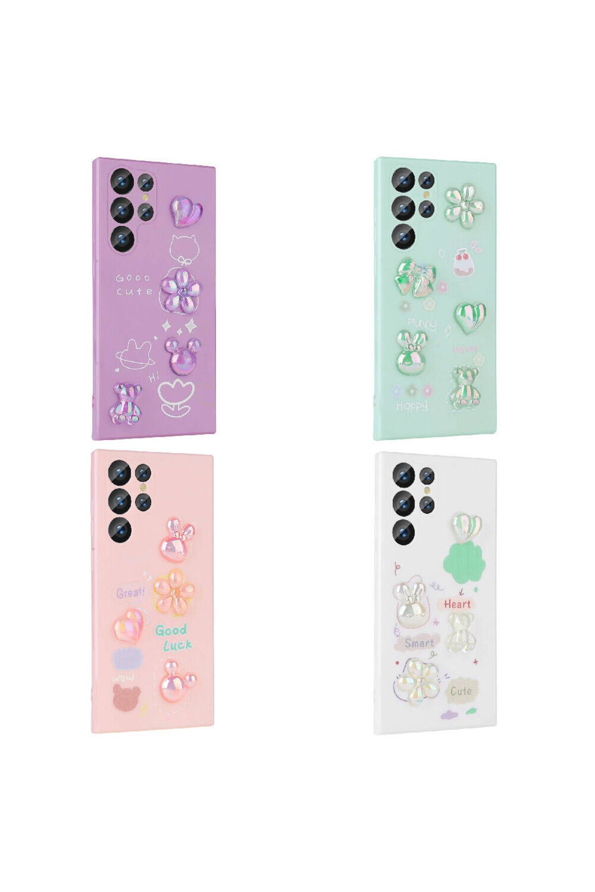 Galaxy S23 Ultra Uyumlu Kabartma Figürlü Parlak CSM Zore Toys Silikon Kılıf-Pembe
