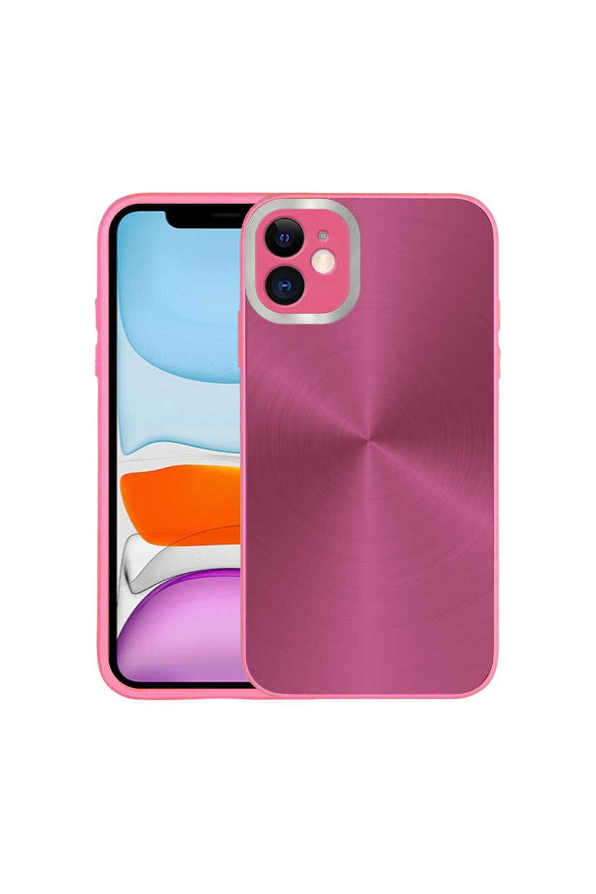 iPhone 11 Uyumlu Kamera Korumalı Sert Zore Desa Kılıf-Pembe Koyu