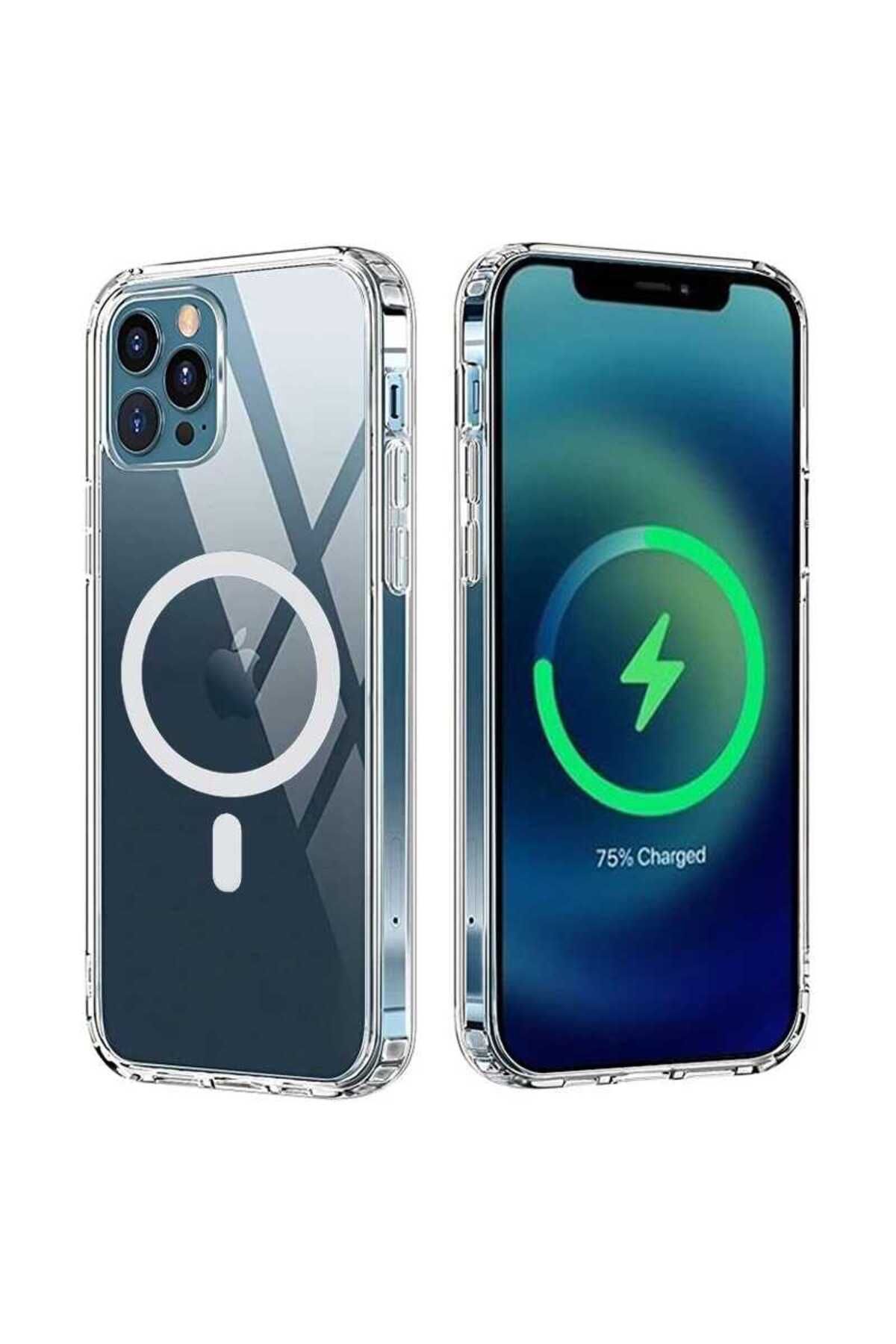 iPhone 12 Pro Max Uyumlu CSK Zore Tacsafe Wireless Kılıf-Renksiz