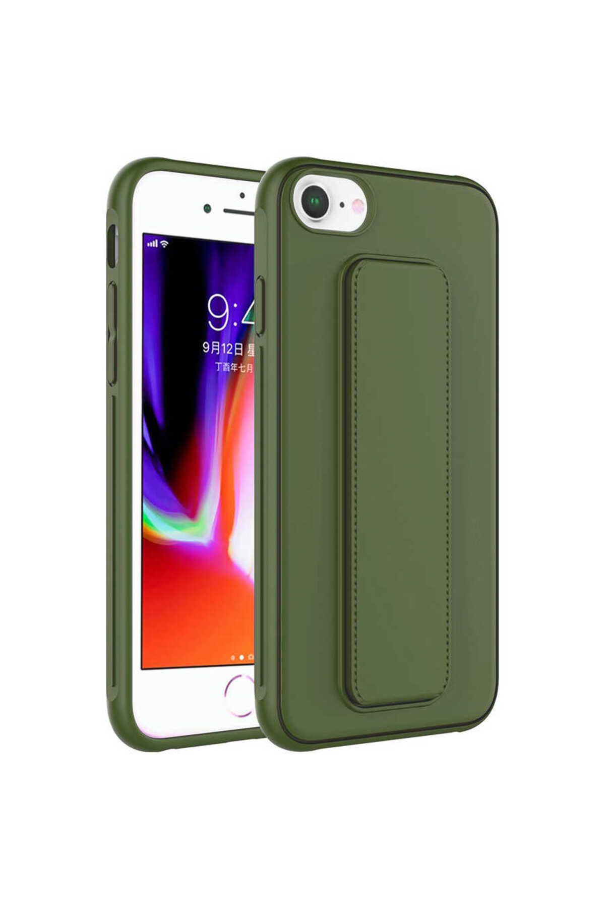 iPhone SE 2022 Uyumlu CSK Zore Qstand Kılıf-Koyu Yeşil
