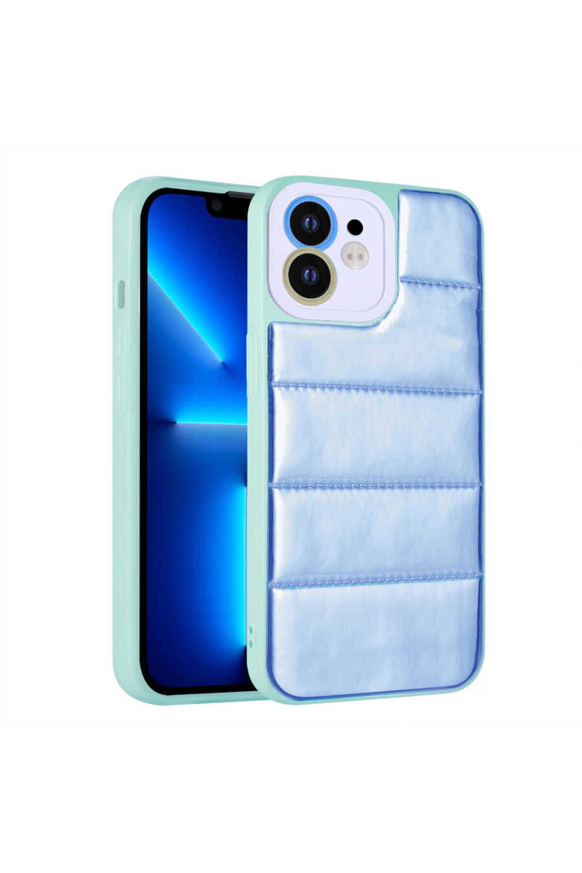 iPhone 11 Uyumlu Kamera Korumalı Airbagli Renkli Zore Seksek Kılıf-Mavi