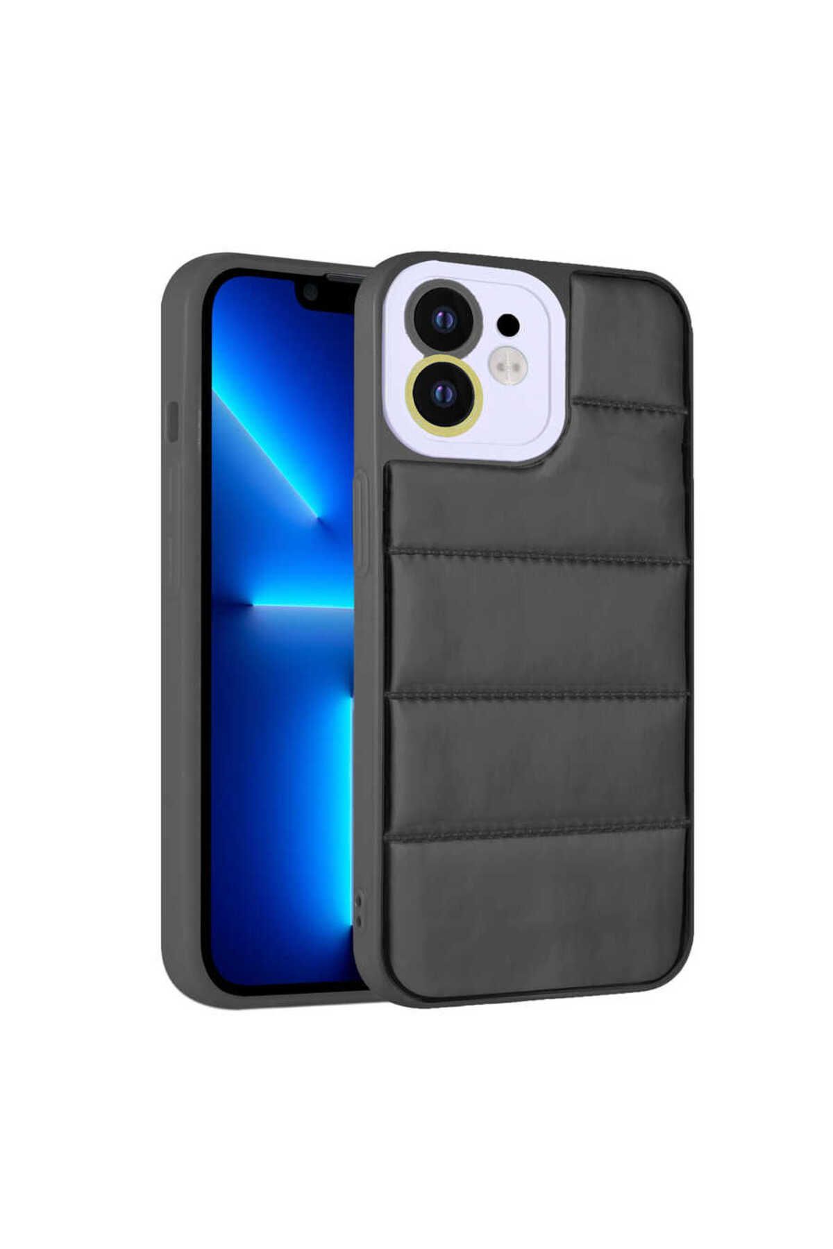 iPhone 11 Uyumlu Kamera Korumalı Airbagli Renkli Zore Seksek Kılıf-Siyah