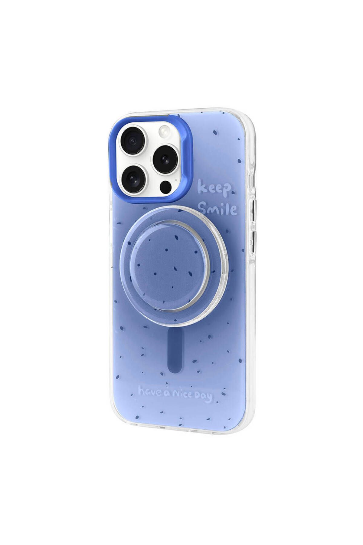 iPhone 15 Pro Zore Magsafe Şarj Özellikli Tak-Çıkar Pop Soketli Zore Tiktok Kılıf-Mavi