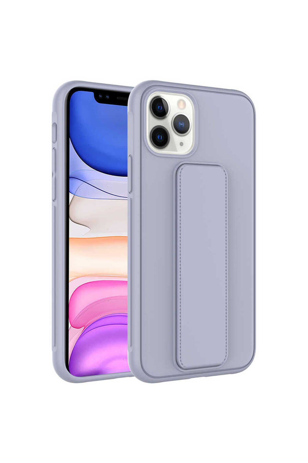 iPhone 11 Pro Max Uyumlu Zore Qstand Kılıf-Gri