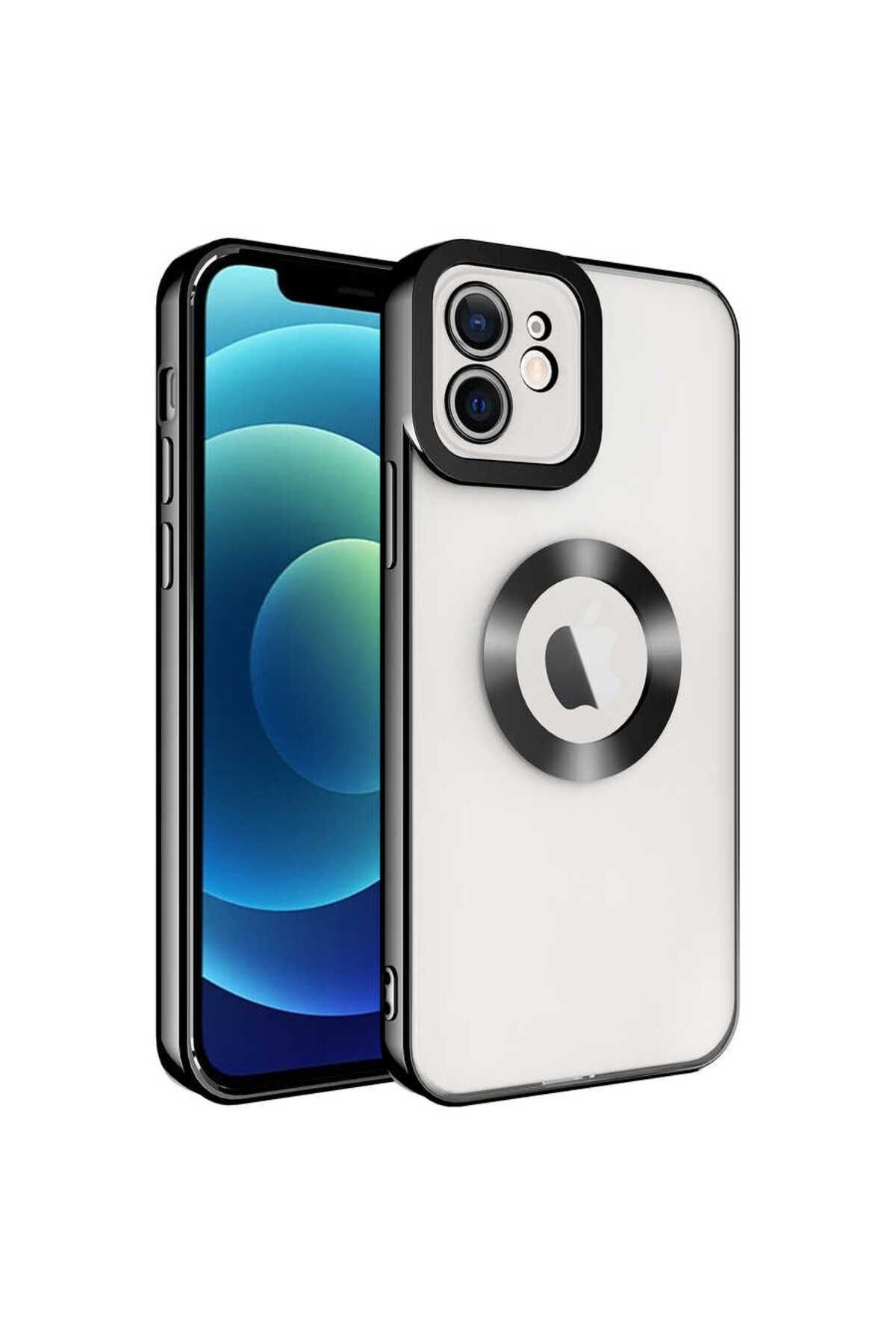 iPhone 11 Uyumlu Kamera Korumalı Logo Gösteren Zore Omega Kılıf-Siyah