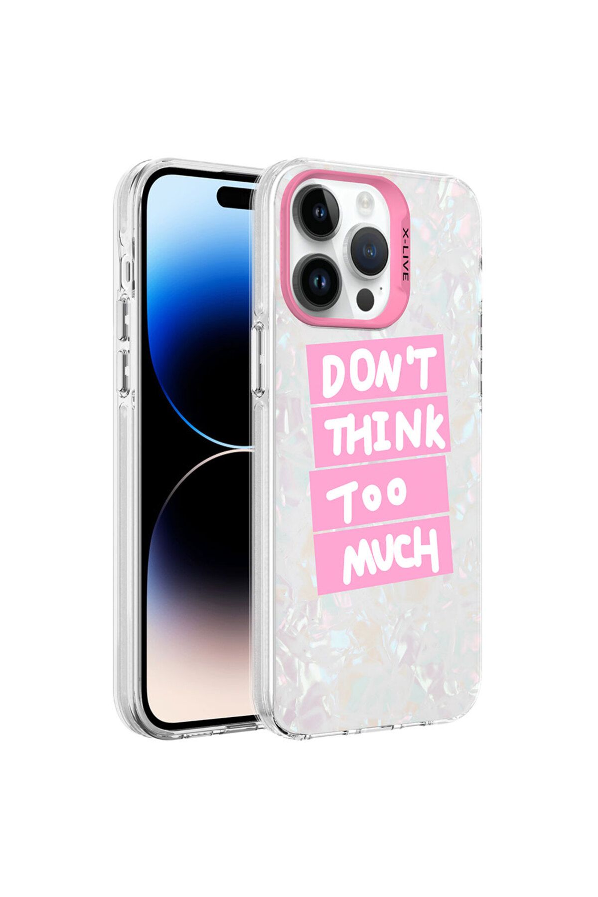 Apple iPhone 14 Pro Uyumlu Kılıf Mermer Desenli Zore Marbello Kapak (Pembe)