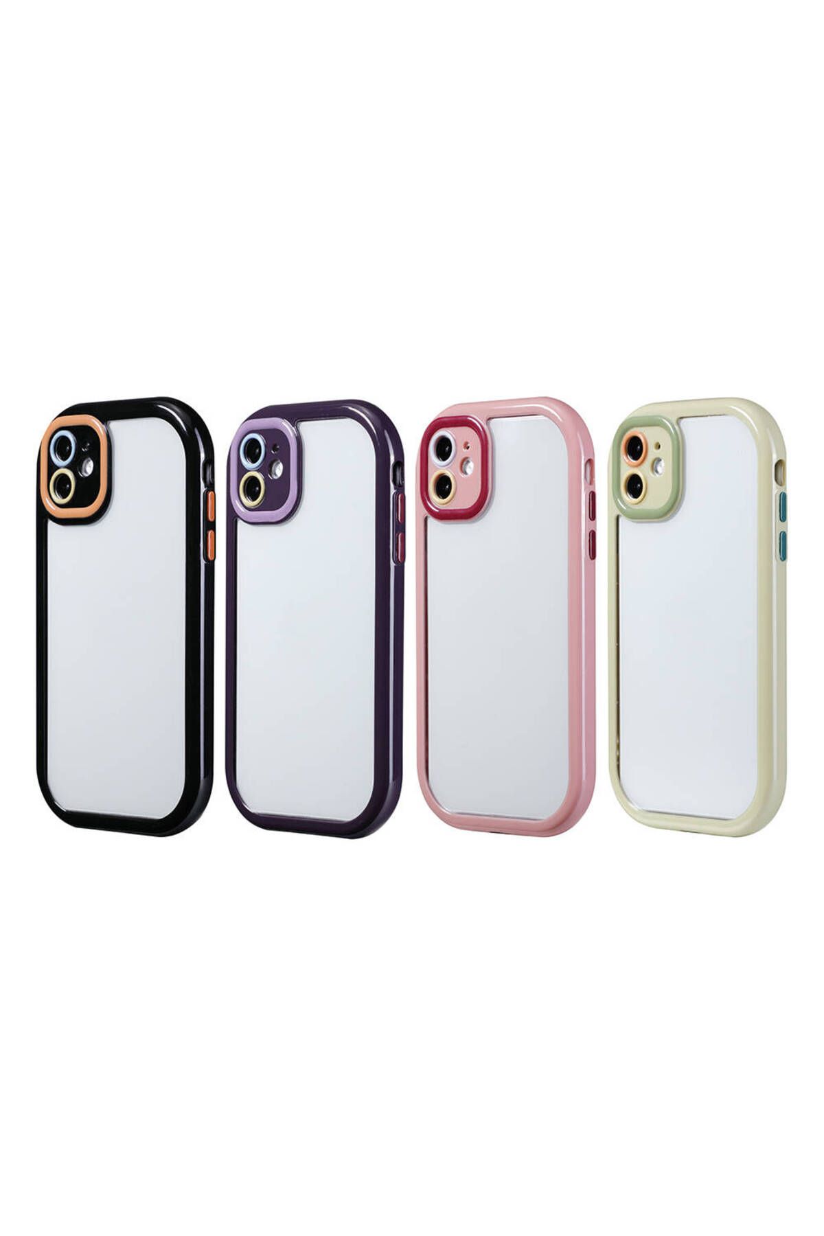 iPhone 11 Kılıf Kamera Korumalı Renkli Kenar ve Çerçeve Tasarımlı Zore Vitamin Kapak-Siyah
