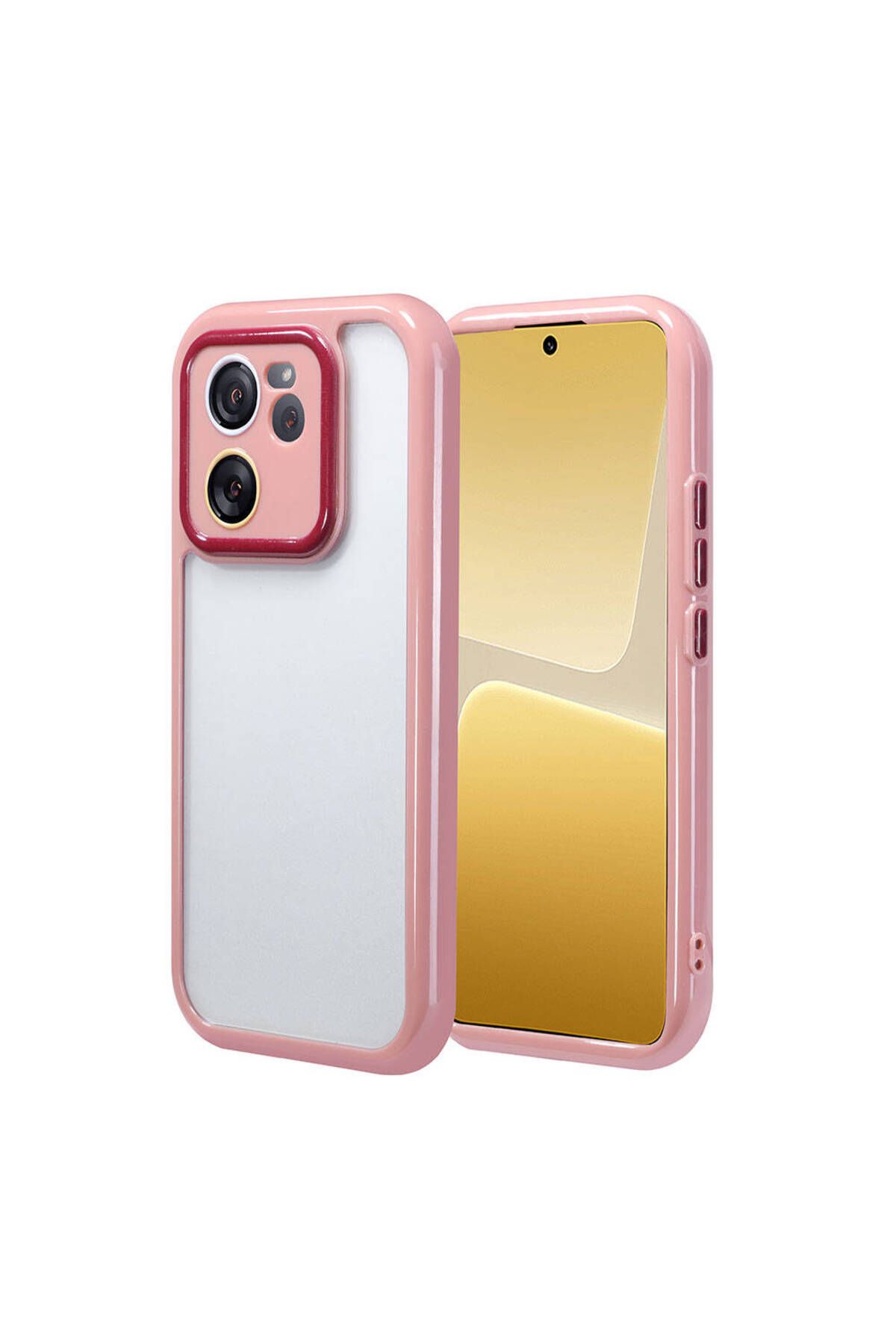 Xiaomi Mi 13T Pro Kılıf Kamera Korumalı Renkli Kenar ve Çerçeve Tasarımlı Zore Vitamin Kapak-Mürdüm