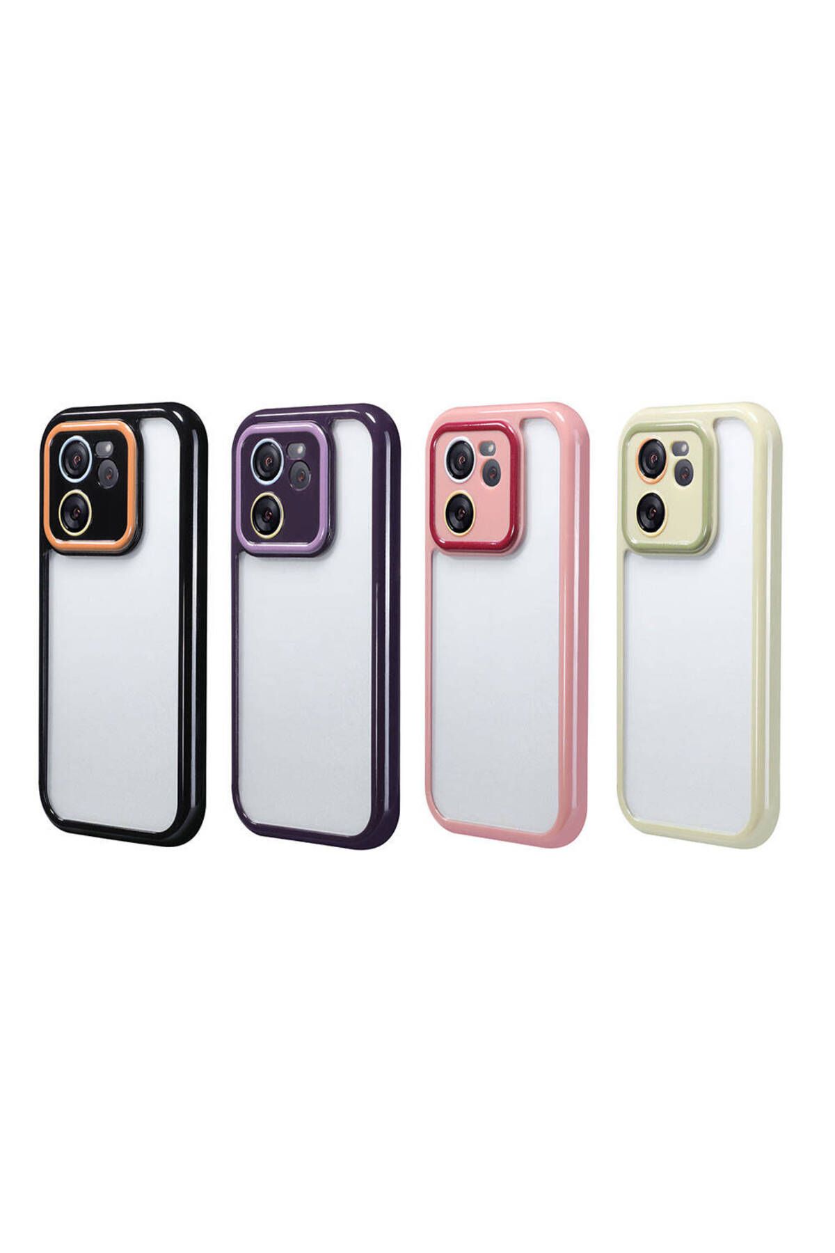 Xiaomi Mi 13T Pro Kılıf Kamera Korumalı Renkli Kenar ve Çerçeve Tasarımlı Zore Vitamin Kapak-Mürdüm