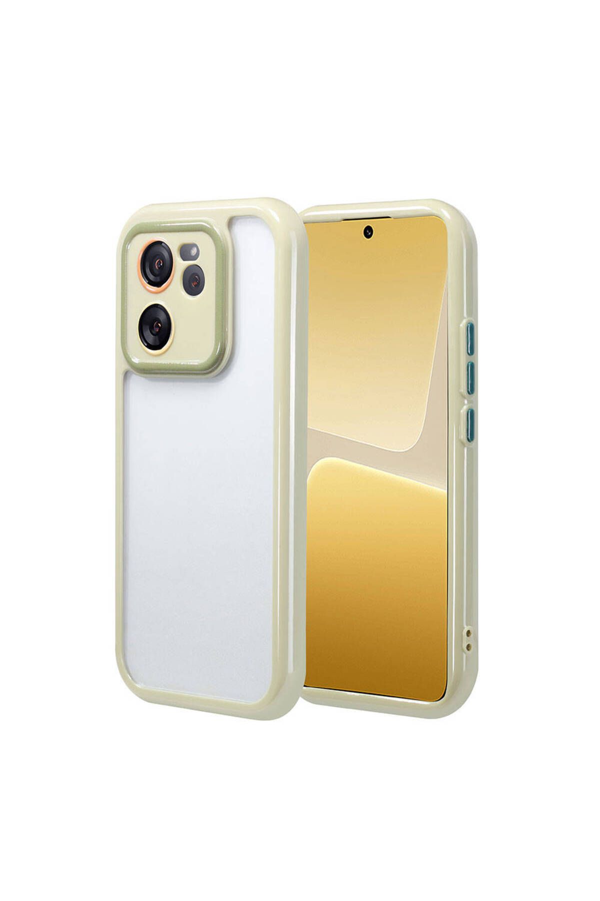Xiaomi Mi 13T Kılıf Kamera Korumalı Renkli Kenar ve Çerçeve Tasarımlı Zore Vitamin Kapak-Yeşil