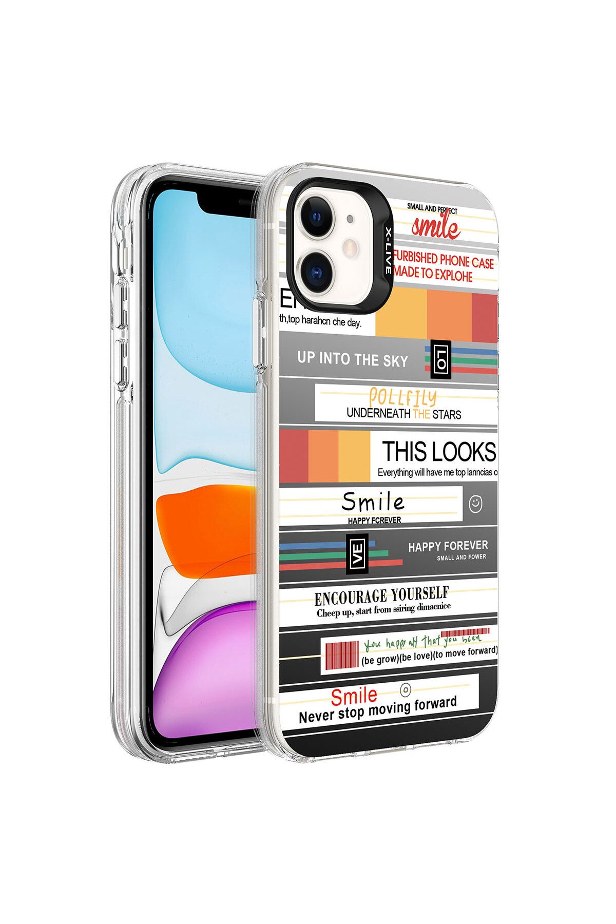 iPhone 11 Uyumlu Desenli  Silver Sert Kılıf-Mottolar