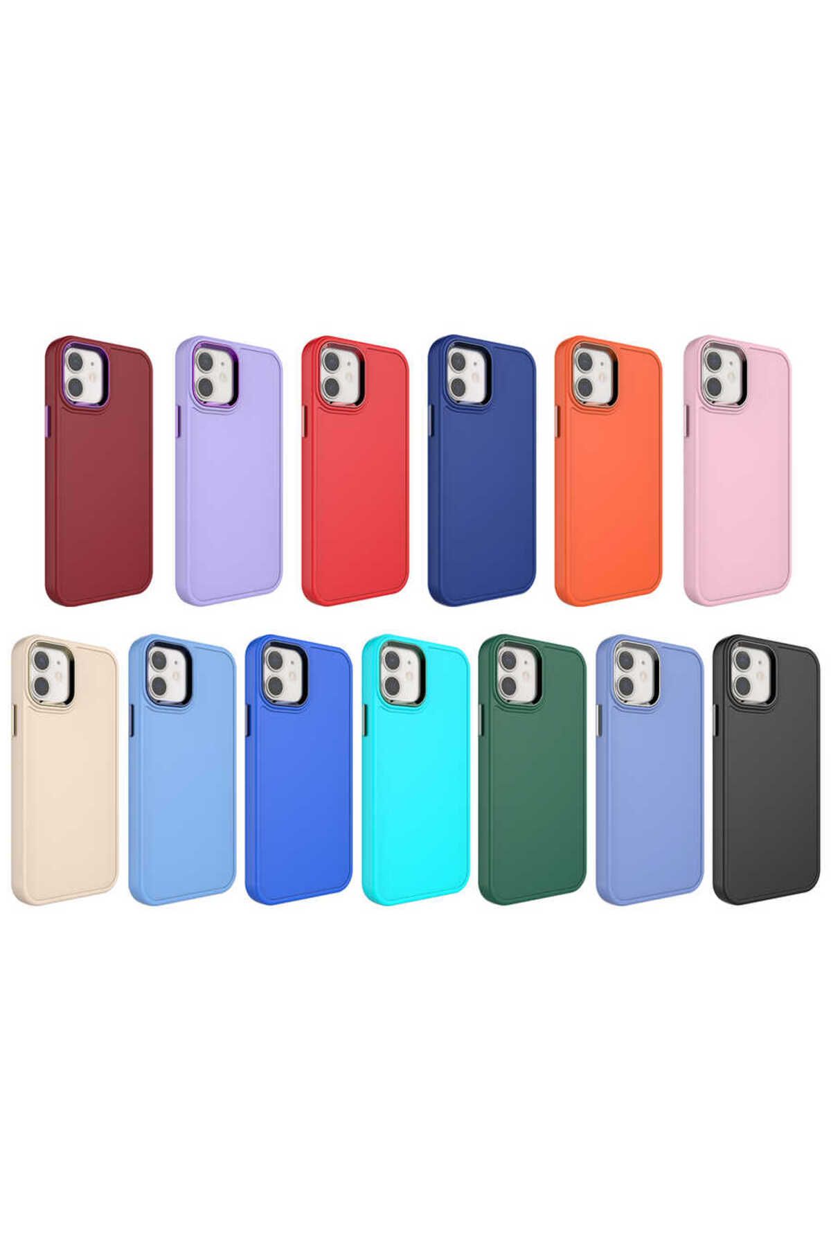 iPhone 11 Uyumlu Metal Çerçeve ve Buton Tasarımlı Sert Botox Kılıf-Lavendery Gray