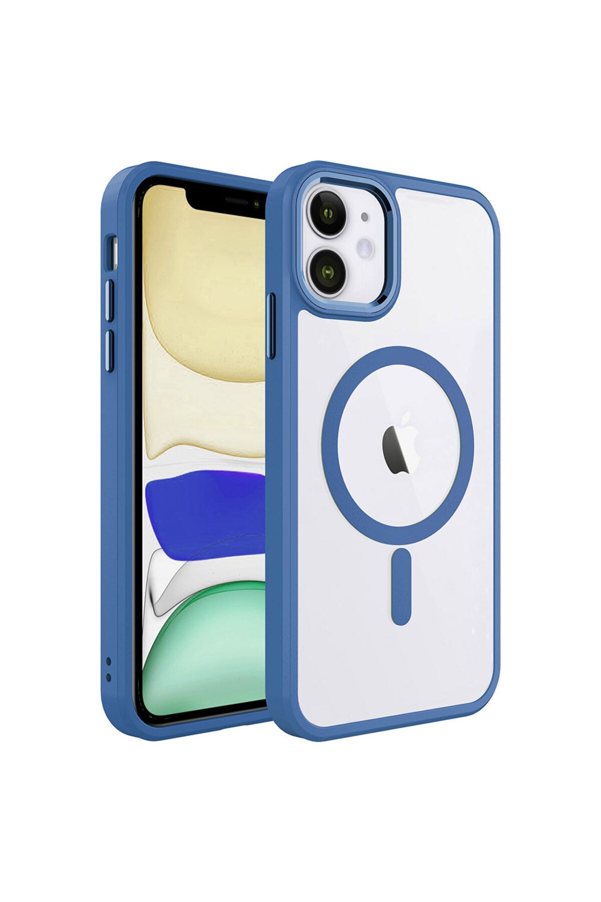 iPhone 11 Uyumlu  Şarj Özellikli Zore Krom Magsafe Silikon Kılıf-Lavendery Gray